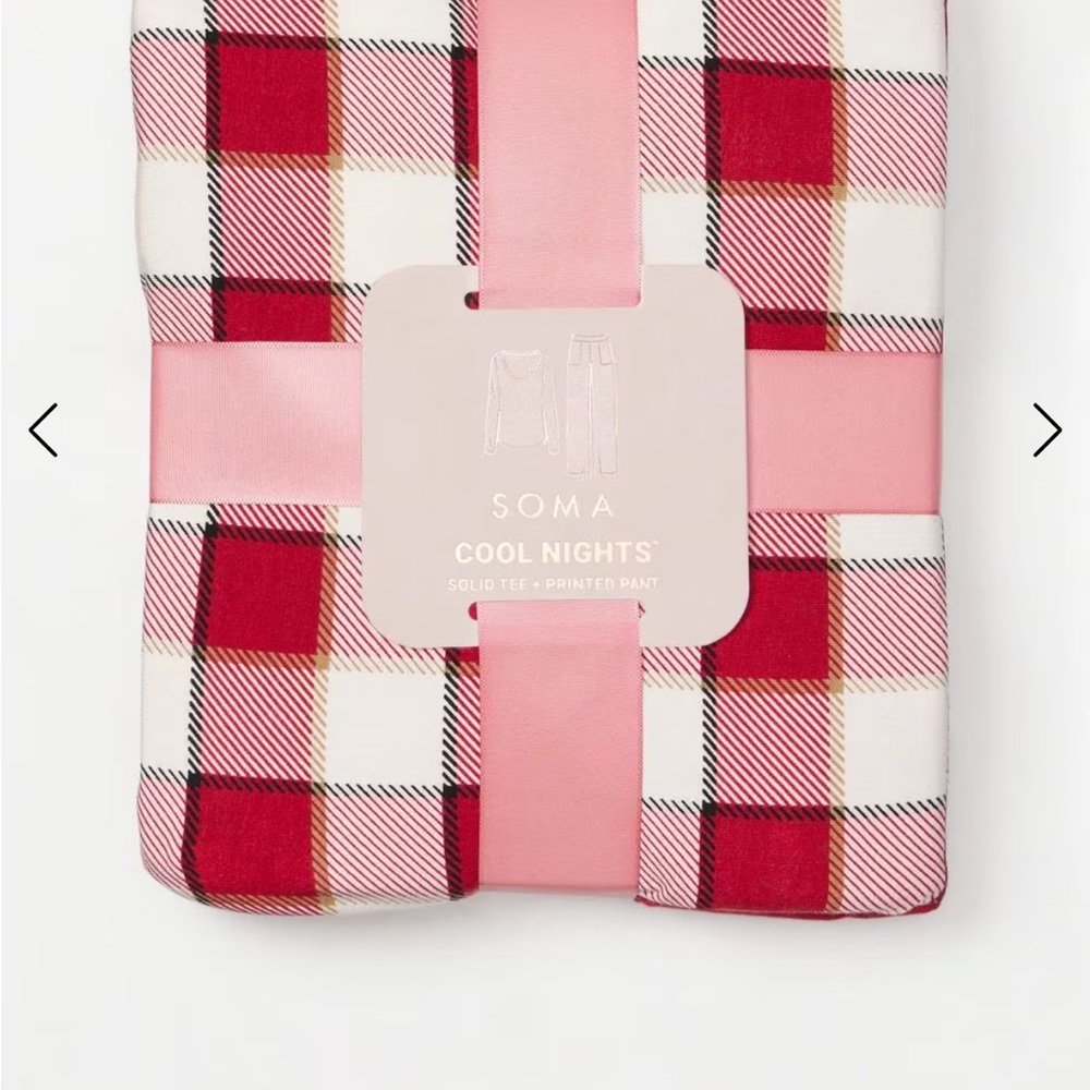 NEW Soma Women's Cool Nights L/S PJ set Dreamscape Plaid Red XL - Picture 2 of 6